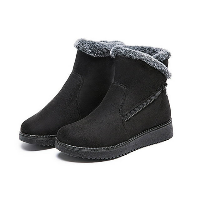 Funie Bottes de Neige à Fermeture Éclair pour Femmes Bottines Courtes pour Extérieur Travail Fête