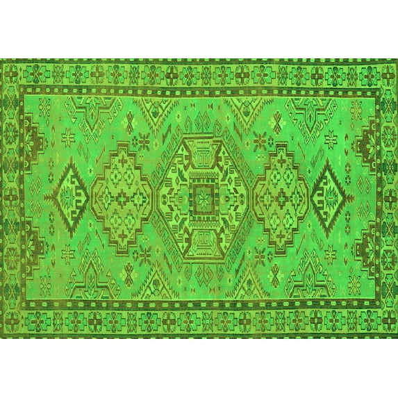 Ahgly Company Indoor Rectangle Persian Green Traditional Area Rugs, 7' x 10'