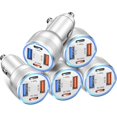 thumbnail image 1 of HAYAN USB C Car Charger 5 Pack, 65W 4-Port Dual 12V USB Car Charger QC+PD 3.0 Fast Charging Cigarette Lighter Adapter Plug for iPhone 16 15 14 13 12 11 Pro Max iPad,Samsung (Silver), 1 of 1