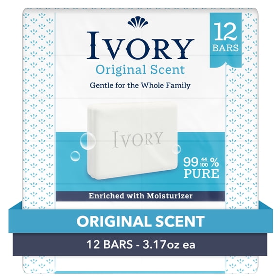 Ivory Gentle Bar Soap, Original Scent 3.17 oz, 12 Count