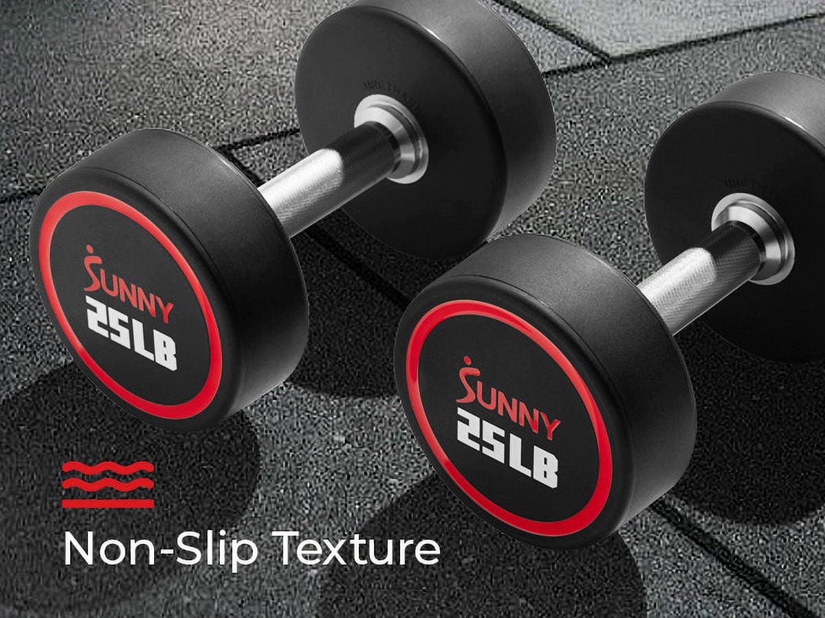 Sunny Health & Fitness Signature Style Polyurethane Round Dumbbells 5-Pound (Pair) – SF-DB02-5
