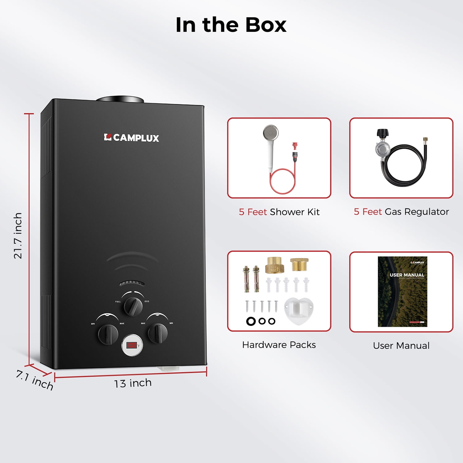 CAMPLUX 2.64 GPM,68,000 BTU, Portable Propane Tankless Outdoor Water Heater,BW264B