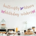 thumbnail image 4 of Butterfly Kisses Birthday Wishes Banner, Butterfly First Birthday Party Banner, Butterfly Birthday Party Decorations (Rose Gold), 4 of 6