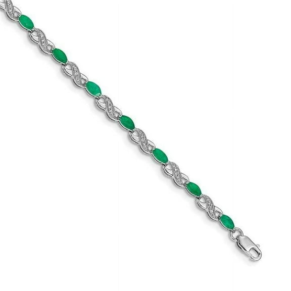Primal Gold 14 Karat White Gold Diamond and Emerald Infinity Bracelet