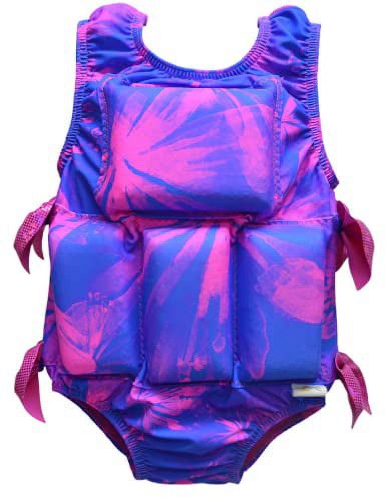 My Pool Pal Girl's Swimwear Flotation Life Vest Swimsuit - 79303 (Pastel Paint Splatter, Small (30-40 lbs))
