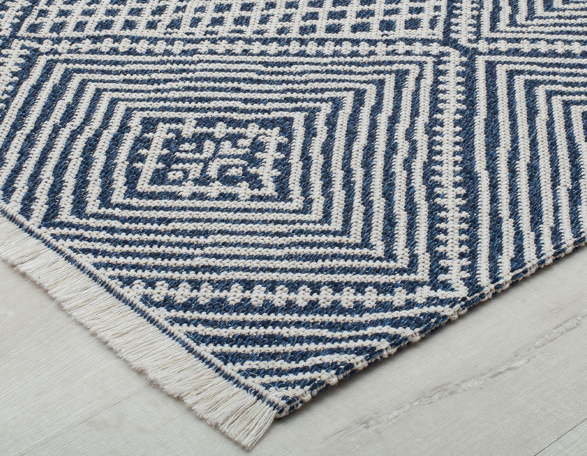Queer Eye Gavin Diamond Pattern Eco-Friendly Area Rug, 2'6" x 4', Navy Blue/Ivory