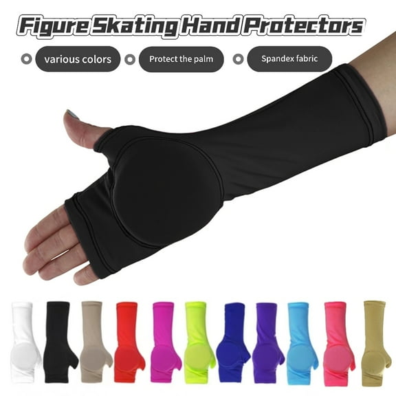 LIUHUO Spandex Figure Skating Hand Protectors Elastic Breathable Comfortable Fall Protecting Palms Black