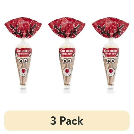 (3 pack) Maud Borup Reindeer Hot Cocoa Cone with Mini Marshmallows, 3.0 oz Seasonal Holiday Treat