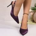 thumbnail image 6 of Miluxas Women's Slingback High Heels Pointed Toe Stilettos Metal Buckle Dress Party Leather Pump Shoes Purple 9(42), 6 of 9
