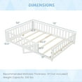 thumbnail image 3 of Gymax Full Size Floor Bed Montessori Bed Frame w/ Full-length Guardrails & Safety Door White, 3 of 10