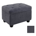 thumbnail image 4 of Pouf de Rangement Sherpa Designs4Comfort 5e Avenue en Tissu Gris Boutonné, 4 of 7