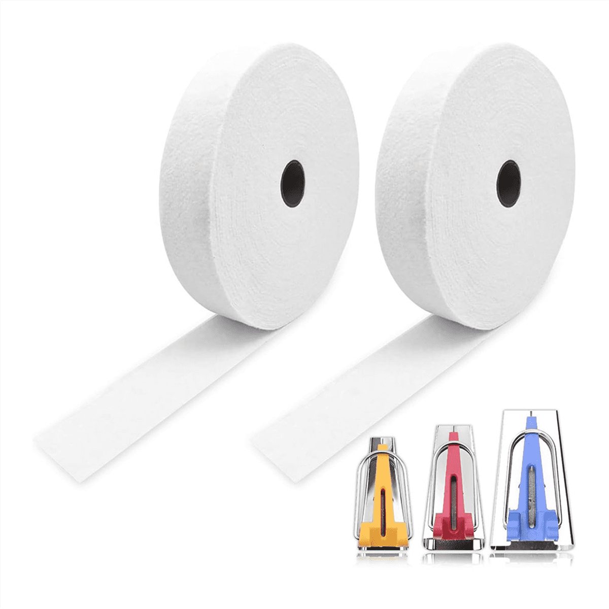 1 Roll Batting Strips,2 1/4 Inch Total 76 Yards Cotton Blend Fleece Batting with 3 Fabric Tube Makers for JellyRoll Rugs