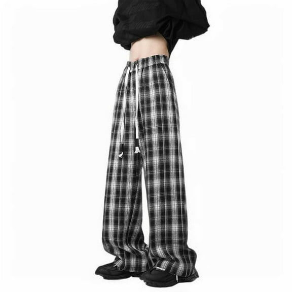 Mqqzkk Men's Plaid Pants Oversized ightweight Sweatpants Open Bottom Straight Leg Gym Sweatpants Pants with Pockets