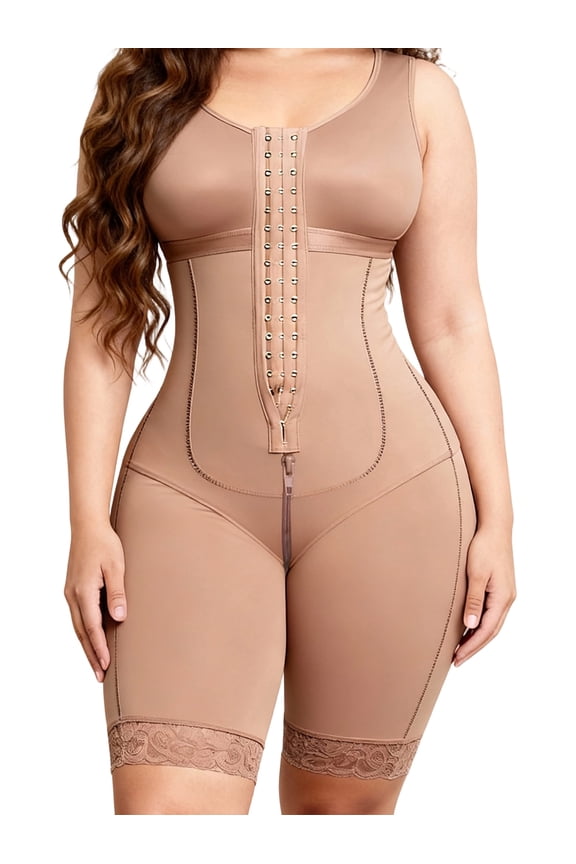 Fajas Colombianas for Women Post Tummy Control Bodysuit Surgery Full Body Shaper Butt Lifter Hook Shapewear with Zipper Crotch Purple L