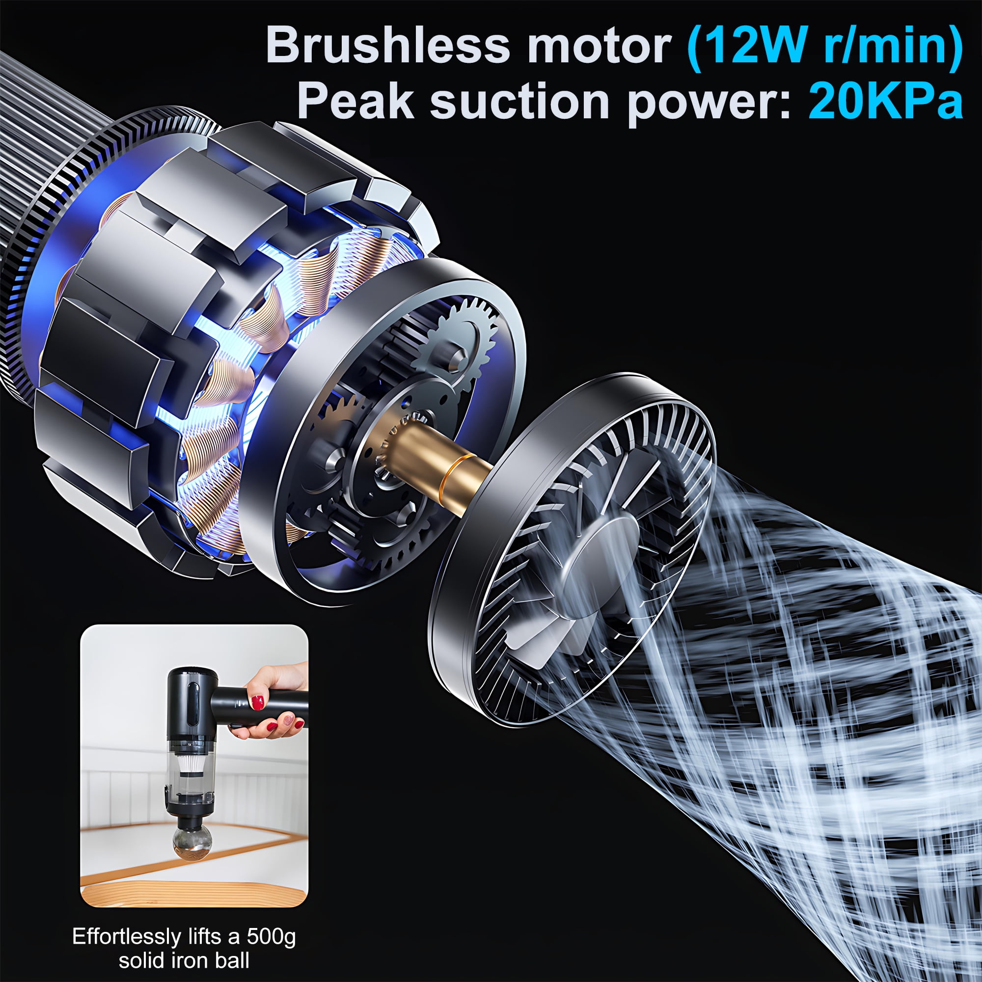 Pecham 20000Pa Handheld Vacuum Cleaner, 4 in 1 Car Vacuum Cleaner & Air Duster, Keyboard Mini Vacuum Cleaner with 6000mAh Battery for Home, Car, Office, Pet Hair