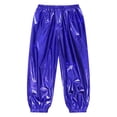 thumbnail image 3 of YONGHS Kids Girls Boys Shiny Metallic Dance Pants Modern Hip Hop Jazz Dance Costume Trousers Blue 11-12, 3 of 7