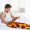 thumbnail image 6 of Picia Sunflowers On Red Mens Soft Woven Cotton Elastic Waistband Sleep Pajama Pant Lounge Sleep Pant With Pockets And Drawstring-, 6 of 9