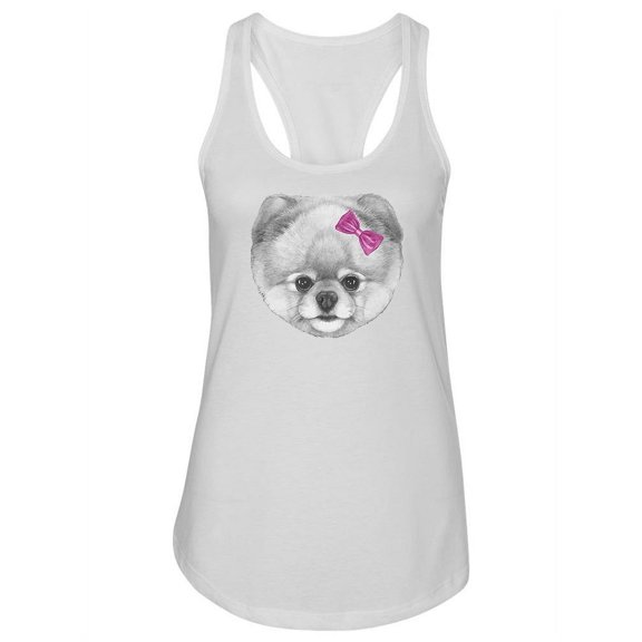 Pomeranian Dog With A Bow Tank Women -Image by Shutterstock, Female Small