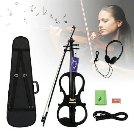 Solo Instrument Violin IRIN 4/4 Electric Violin Maple Fiddle Stringed Instrument with Bow Hard Case Tuner Headphones Rosin Audio Cable Early Education For Kids Birthday Christmas Gifts (Black, Wine Red) ()