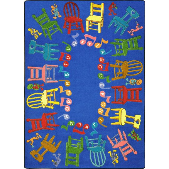 Joy Carpets Kid Essentials Musical Chairs 5'4" x 7'8" Area Rug in Color Multi
