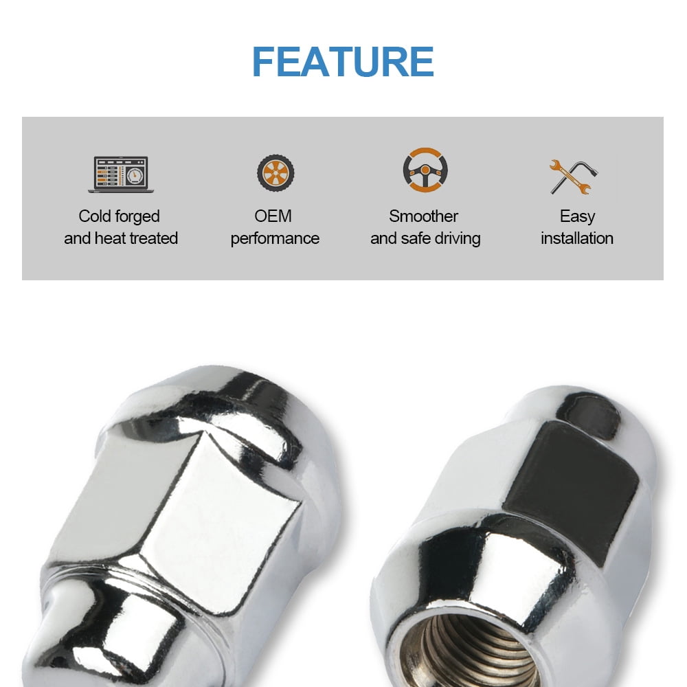 ECCPP Wheel Lug Nuts 20 Pieces 7/16-20 Chrome Plated Bulge Acorn Drive 3/4 Lug Nuts for Chevy Bel Air Caprice Corvette Fleetline Laguna 1950-1984