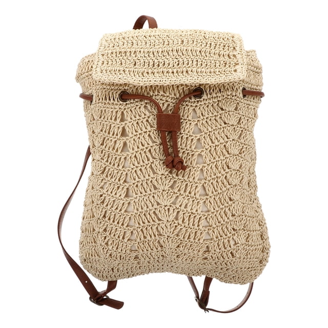 MasteelfCA 1Pc Practical Storage Bag Fashion Lady Shoulder Bag Beach Weave Backpack