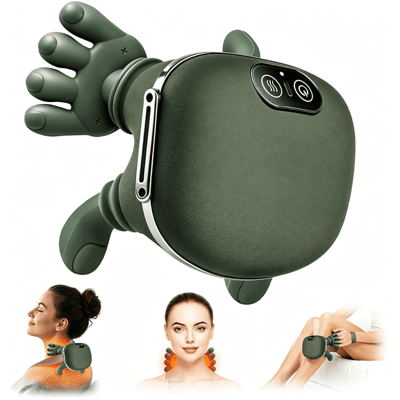 XIRQI Neck Massager with Hands, Cordless Heated Shiatsu Neck &Amp; Shoulder Massager for Deep Tissue Muscle Pain Relief, Finger Kneading Back Massager, Rechargeable Gift for Men &Amp; Women