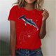 thumbnail image 2 of Tops de Ajuste Suelto para las Mujeres Sudadera Casual Impresa Manga Corta Cuello Redondo Superior, Poliéster, 2 of 4