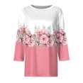 thumbnail image 5 of Endives Women's 3/4 Sleeves Blouse Tops Round Neck Printed Womens Blouse T Shirt Basic Tee Spring Outfit, 5 of 5