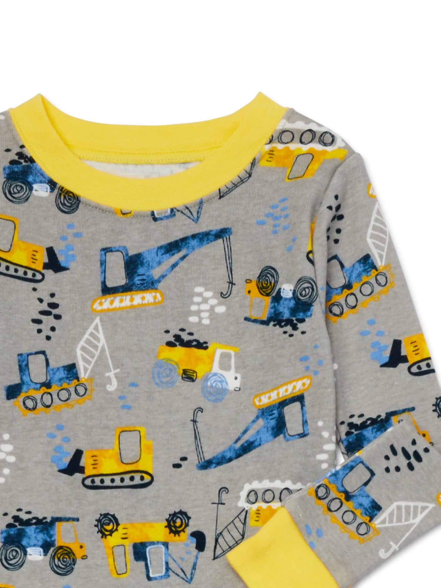 Wonder Nation Toddler Long Sleeve Tight Fit Cotton Pajama Set, 4-Piece, Sizes 12M-5T