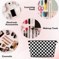 thumbnail image 4 of Checkerboard Black And White Purse Organizer Handbags Totes Leather Zipper Printing Bag For Women Travel Toiletry Bag, 4 of 7