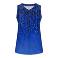 thumbnail image 6 of Sevevn Fashion Women's Casual Printed Sleeveless Solid V-Neck Ladies Top Blouse Blue XXL Great Gifts for Less, 6 of 7