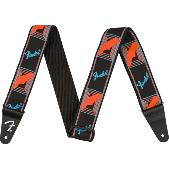 Fender 2" Monogrammed Neon Blue/Orange Nylon Guitar Strap #0990681302