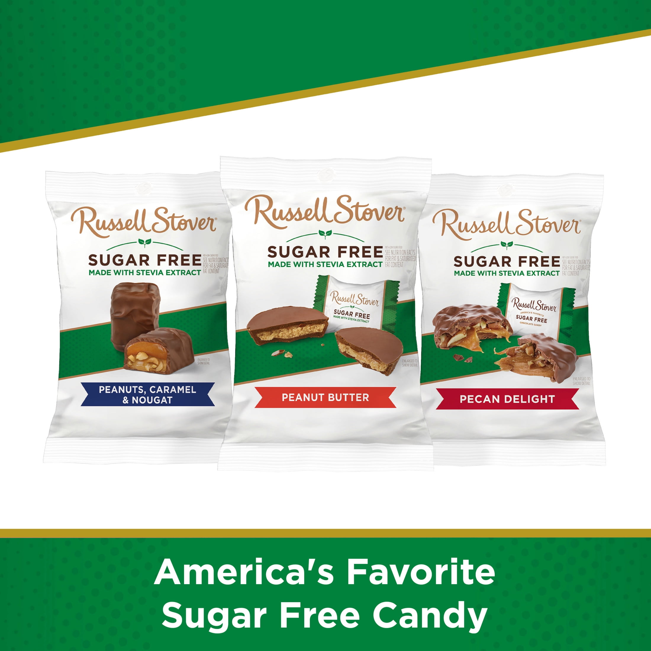 RUSSELL STOVER Sugar Free Peanut Butter Cup Chocolate Candy, 3 oz. bag ( 5 pieces)