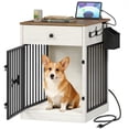 thumbnail image 4 of 24.6" Wooden Dog Crate Furniture with charging station,small dogs,White Brown, 4 of 9