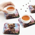 thumbnail image 3 of KLL Drink Coasters Set Square of 4,PU Leather Absorbent Coasters Set Decorative Coffee Cup Coasters Housewarming Gift for Home Decor-Romantic Floral Bear, 3 of 5