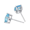 thumbnail image 2 of Gaspara Oval Swiss Lab Created Blue Topaz Solitaire 925 Sterling Silver Stud Earrings for Women's, 2 of 4