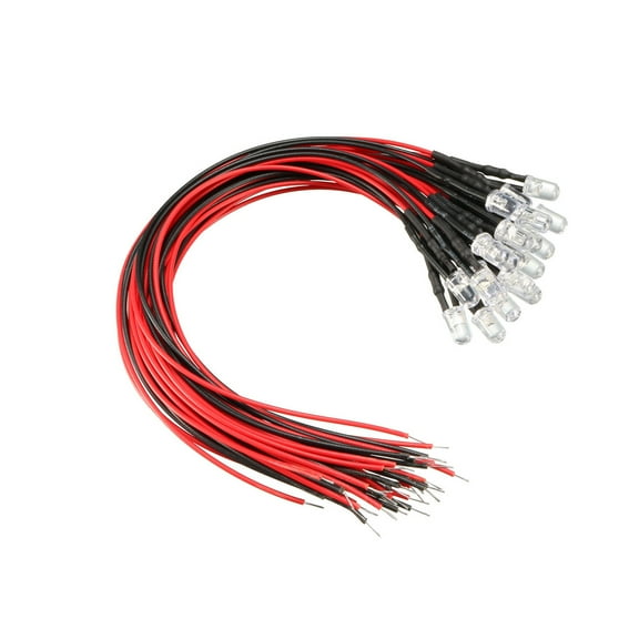 Unique Bargains 20 pcs 5mm led Pre Wired light RGB Gradual Change Flashing 20mA DC 3-6V 20cm Round Top Bulbs Light Lamp