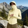 thumbnail image 2 of Vinsonshop Women's UPF 50+ Sun Protection Hoodie Jacket Lightweight Long Sleeve Zip Up Sun Shirt with Face Cover for Hiking Running Outdoor Yellow S, 2 of 6