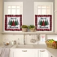 thumbnail image 4 of Red Christmas Kitchen Curtains and Valances Set, Buffalo Grid Xmas Tree Snowflake Plaid Texture Rod Pocket Window Valance Window Curtain Panels for Living Room Bedroom Laundry, 27.5x36in, 3 Pieces, 4 of 7