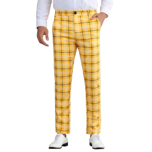 Pantalones a Cuadros INSPIRE CHIC para Hombre, Pantalones Chino de Pierna Recta con Patrón de Bloque de Color