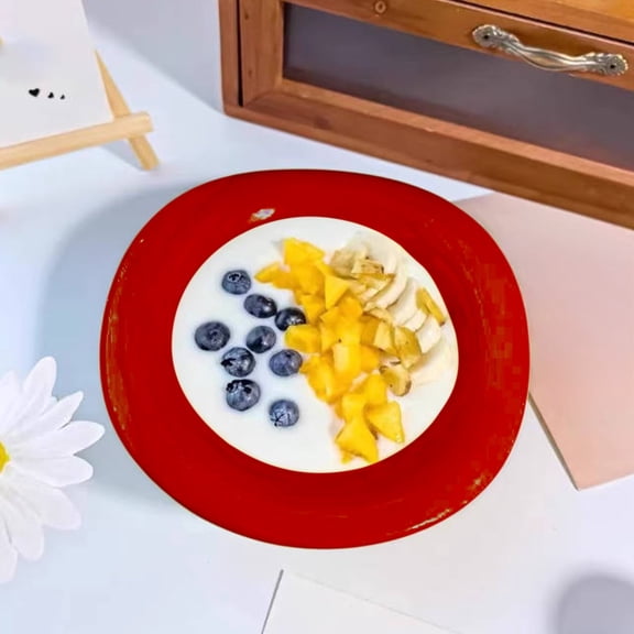Nkmbld Food Grade Bowl Ceramic Cream Style After Noon Tea Dessert Bowl for Cereal, Salad, Pasta, Soup, Dessert, Serving etc, Red