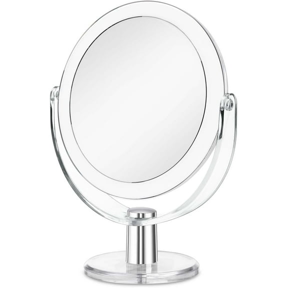 Vanity Makeup Mirror with Stand, 1X/15X Magnification Double Sided 360 Degree Swivel, Portable Table Desk Counter top Magnifying Mirror, Tabletop Bathroom Shaving Mirror, 6.25 Inch