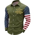 thumbnail image 3 of Havenx 250th Anniversary Printed Casual T-Shirt for Men American Flag Print Button Shirts Long Sleeve Collared Polo Shirt American 250th Anniversary Casual Top,Camouflage Green 4XL, 3 of 3