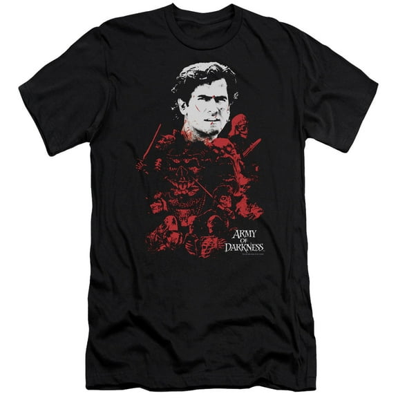 Mgm Army Of Darkness Pile Of Baddies Premium Adult Slim Fit 30/1 T-Shirt Black