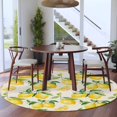 thumbnail image 4 of Round Area Rug 5ft,Watercolor Lemon Green Leaves Washable Carpet Non-Slip Runner Accent Rugs Indoor Floor Mat for Bedroom Living Room Decor,Retro Linen, 4 of 9