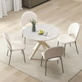thumbnail image 4 of Costway Round Dining Table 36" Faux Marble Tabletop Rubber Wood Legs Kitchen White, 4 of 10