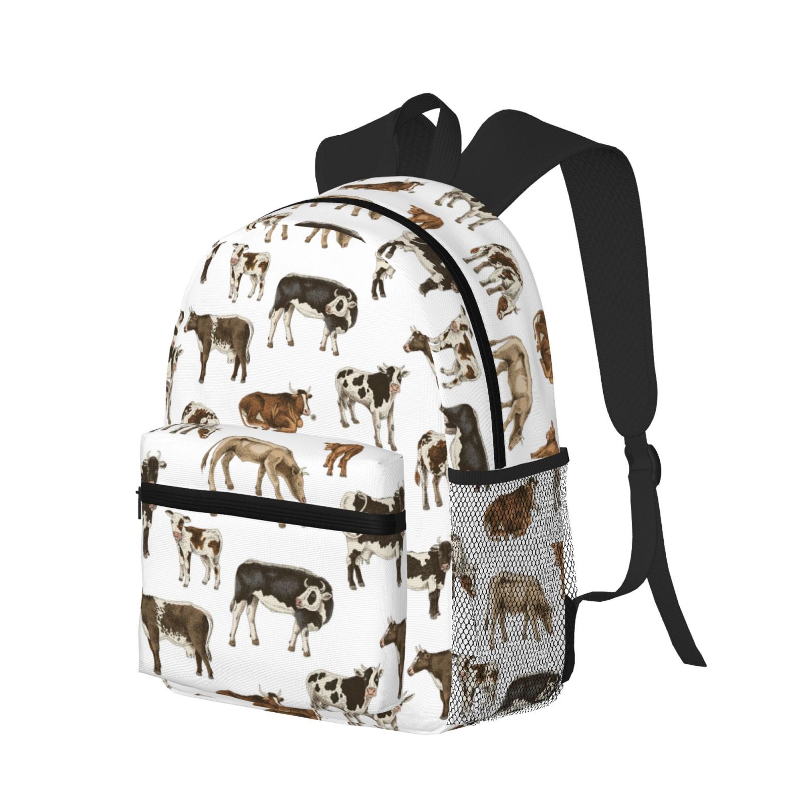 Vsdgher Cow Print Unisex Large Capacity Bookbag Schoolbag Casual Daypack for High School/College/Teens/Travel/Work