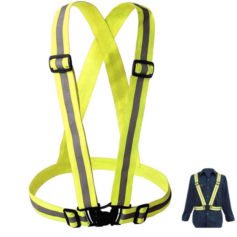 Reflective Vest for Men Women 15mm Wide Elastic Strap High Visibility Adjustable Waistcoat Tank Safety Outdoor Sportswear