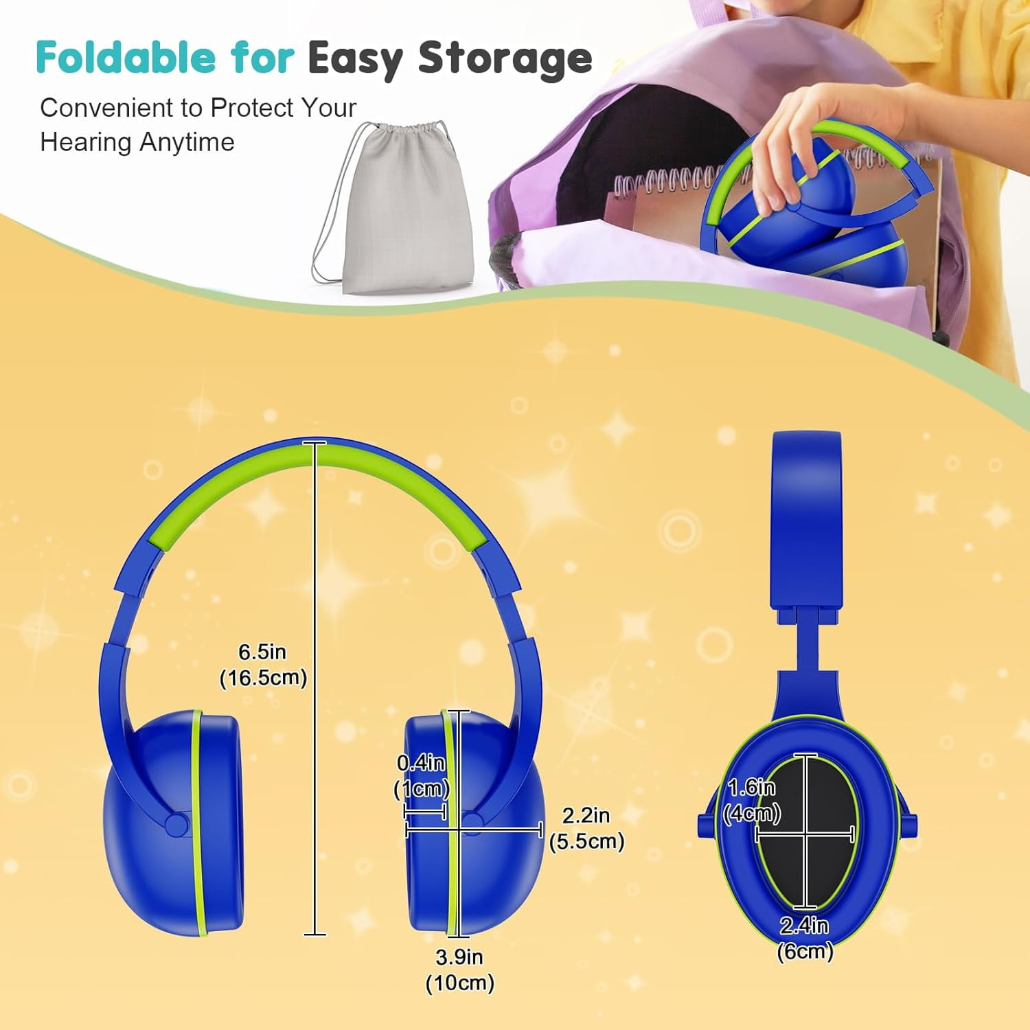 ProCase 2 Pack Hearing Protection Earmuffs for Sensory Autism Kids-Navy